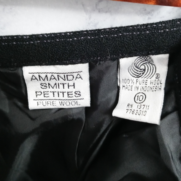 Amanda Smith Petites %100 Pure Wool Black Long Baggie Pants With Purple … - Picture 9 of 9